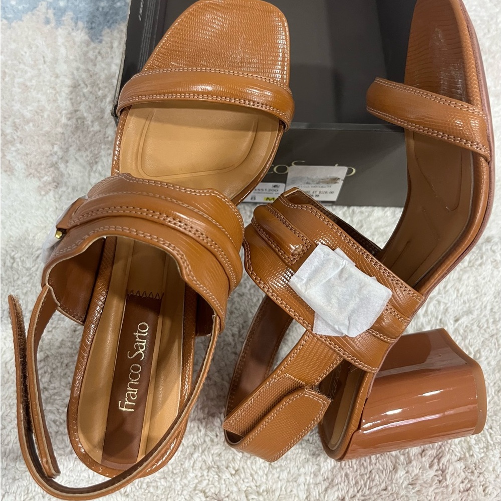 Franco Sarto Women's Brown Block Heel Sandals - Picture 6 of 6